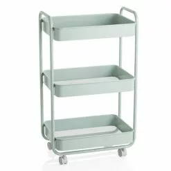 Carrello Cucina Metallo Verde Acqua 3 Piani Con Ruote