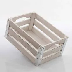 Cassetta Legno Bianco Con Angoli Zincati 33x23x15