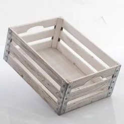 Cassetta Legno Bianco Con Angoli Zincati 42x30