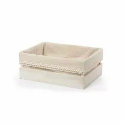 Cassetta Legno Bianco Con Fodera Pizzo 40x28x16h