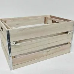 Cassetta Legno Naturale Angoli Zincati Con Fodera