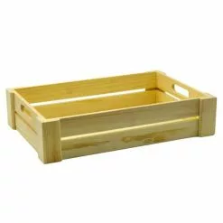 Cassetta Legno Naturale Bassa Con Maniglie