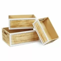 Cassetta Legno Naturale Trina Bianca Con Maniglie