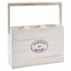 Cassetta Portabottiglie Nature Legno Bianco Con Manico 3 Posti