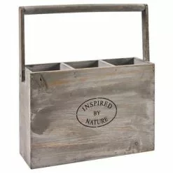 Cassetta Portabottiglie Nature Legno Grigio Con Manico 3 Posti