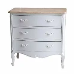 Cassettiera Legno Bianco 3 Cassetti Top Naturale