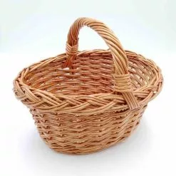 Cestino Ovale Vimini Rosso Con Manico Vesna 27x20