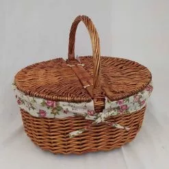 Cestino Pic Nic 2 Ante Naturale Fodera Fiori