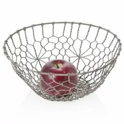 Cestino Tondo Filo Metallo Grigio