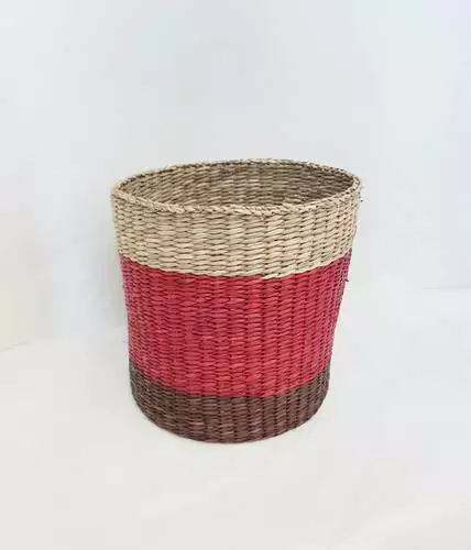 Cesto Tondo Intreccio Erba Colorato 21h