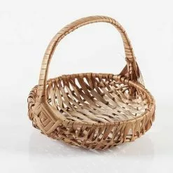 Cestino Tondo Vimini Con Manico Bordo Basso Cm 16