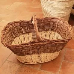 Cesto Cavagna Con Manico Vimini Rustico Per Legna Cm 55