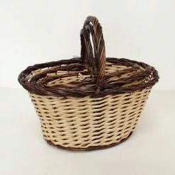 Cesto Cavagna Ovale Con Manico Vimini Rustico