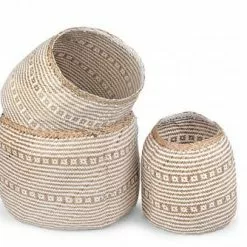 Cesto Erba Morbido Tondo Naturale E Bianco