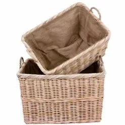 Cesto Giunco Naturale Portalegna Fodera Iuta