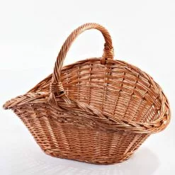 Cesto Legna Vimini Ovale Svasato Con Manico 75cm