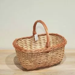 Cesto Olandese Con Manico Vimini Naturale Spezzato Cm 37x30