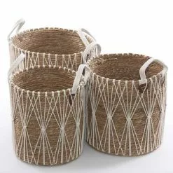 Cesto Paglia Seagress Naturale E Corda Bianca Con Manici