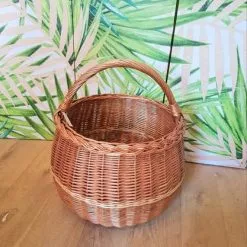 Cesto Tondo Bombato Vimini Con Manico 53h