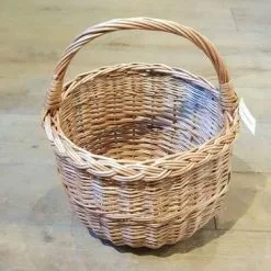 Cesto Tondo Con Manico "rosa" Vimini Intero Cm 25