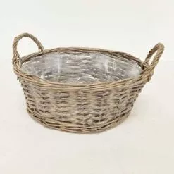 Cesto Tondo Vimini Grigio Con Manici Cm 37