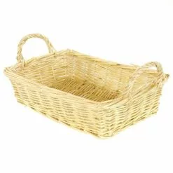 Cesto Vaschetta Con Manici Vimini Naturale 34x22x8h