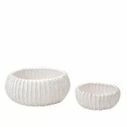 Ciotola Ceramica Bianca Nervature Centrotavola