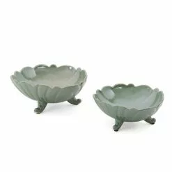 Ciotola Ceramica Verde Foglia Florian Con Piedini