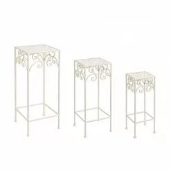 Colonna Portafiori Quadrata Ferro Bianco Traforo Fiori