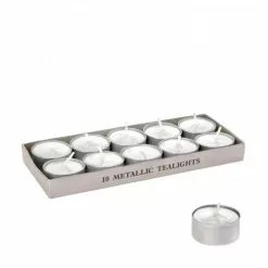 Confezione Candele Tealight Bianco Perlato 10 Pz
