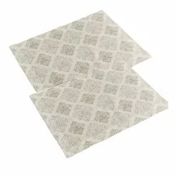 Coppia Tovaglietta Americana Cotone Bianco Con Gigli