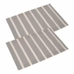 Coppia Tovaglietta Americana Cotone Beige Righe Bianche