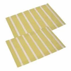 Coppia Tovaglietta Americana Cotone Giallo Righe Bianche