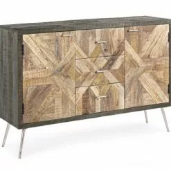 Credenza Legno Mango Geometrie 2 Ante E 3 Cassetti