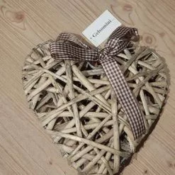 Cuore Vimini Grigio Cm 20 Con Nastro