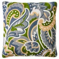 Cuscino Foliage Ricamo Foglie Grigio Verde 50x50