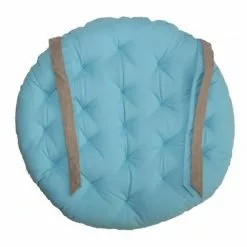 Cuscino Tondo Per Sedia Azzurro Trapuntato Cm 40