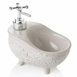 Dispenser Sapone Forma Di Vasca Ceramica Tortora