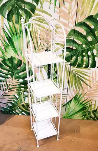 Etagère Scaffale Stretto Ferro Bianco Lucido 4 Piani 116h