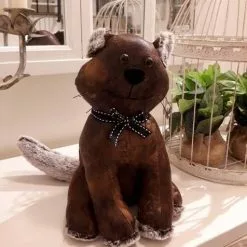 Fermaporta Gatto Ecopelle Marrone