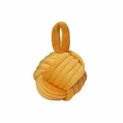 Fermaporta Gomitolo Giallo Ocra Velluto Con Maniglia