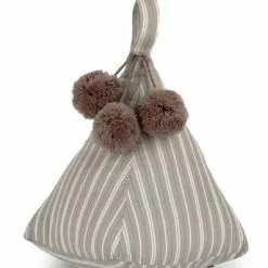 Fermaporta Sacchetto Piramide Grigia Righe Pon Pom