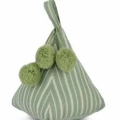 Fermaporta Sacchetto Piramide Verde Righe Pon Pom