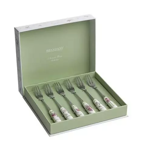 Forchettina Nonna Rosa Set6 Pz Inox Manico Ceramica Brandani