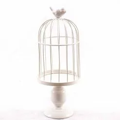 Gabbia Con Alzata Metallo Bianco