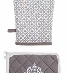 Guanto E Presina Da Cucina Cotone Shabby Con Stemma