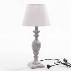 Lampada Da Tavolo Legno Grigio Stile Impero H56