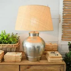 Lampada Anfora Metallo Acciaio Da Tavolo 61h