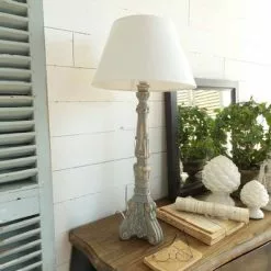 Lampada Capitello Legno Grigio Antique H77