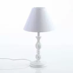 Lampada Tavolo Legno Bianco Impero 41h